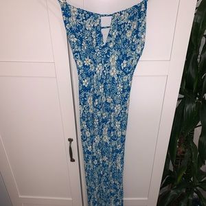 Free People blue white flower print maxi dress